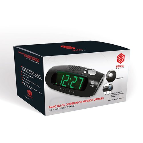 Radio Reloj Despertador Select Sound 4333 con Radio Am/Fm, Entrada Auxiliar