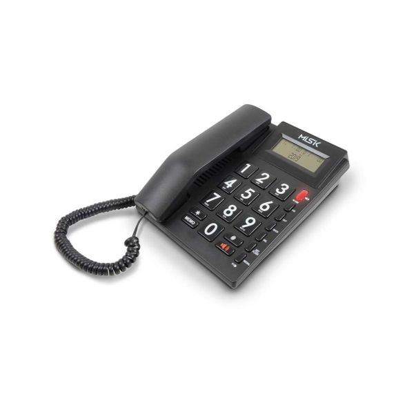 Teléfono Alámbrico MISIK MT862 Negro Numeros Grandes Identificador de llamadas