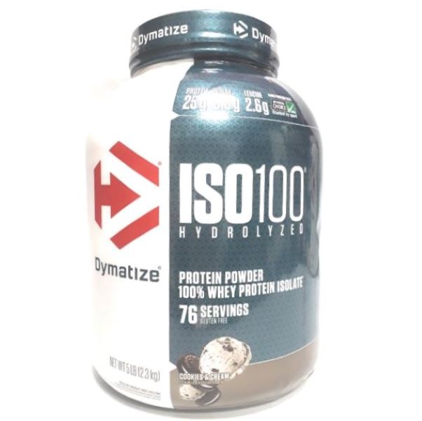 Proteína Iso 100, sabor a Galletas y Crema, 5 libras, Dymatize.