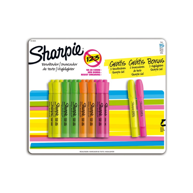 Marcatextos Sharpie Colores Brillantes y con Punta Tipo Cincel CST