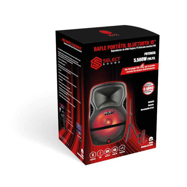 Bocina Amplificada 15" Titan Select Sound BT1506 con Bluetooth