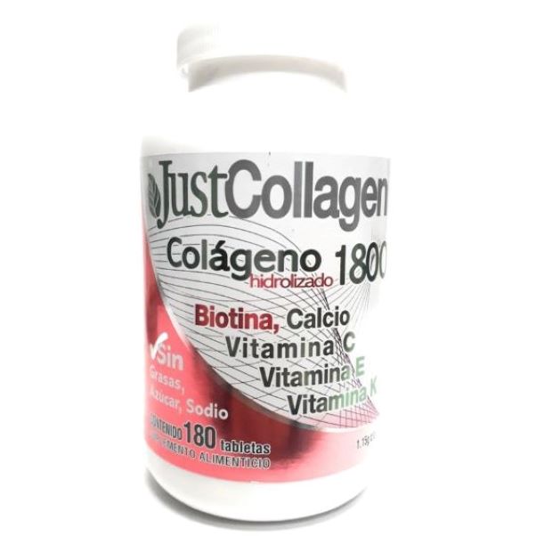 Suplemento Alimenticio, Colágeno Hidrolizado Just Collagen 1800, con 180 tabletas, Olnatura