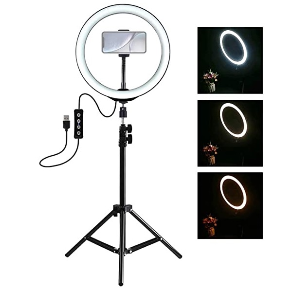 Aro De Luz Aro Led 26 Cm De Diametro 10 Pulgadas Con Soporte Para Smartphone Incluye Tripie De 2 Metros