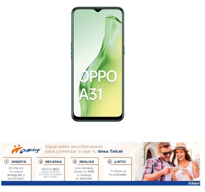 Celular OPPO LTE CPH2015 A31 Color NEGRO Telcel