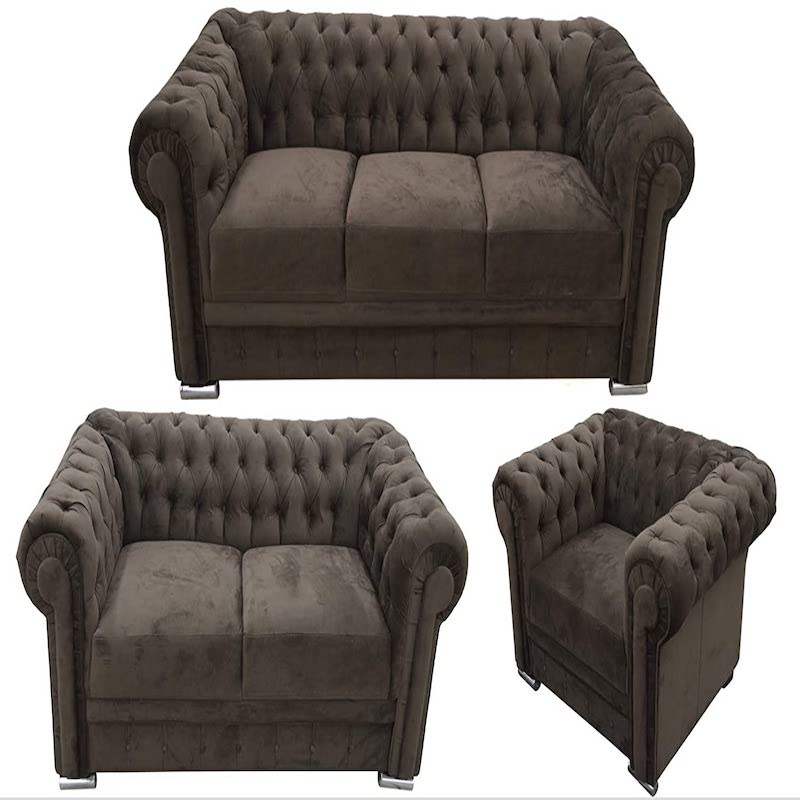 Set de Sala Chesterfield - 3-2-1, El Bazar Store, Chersterfield, Capitonada, Moderna, Terciopelo