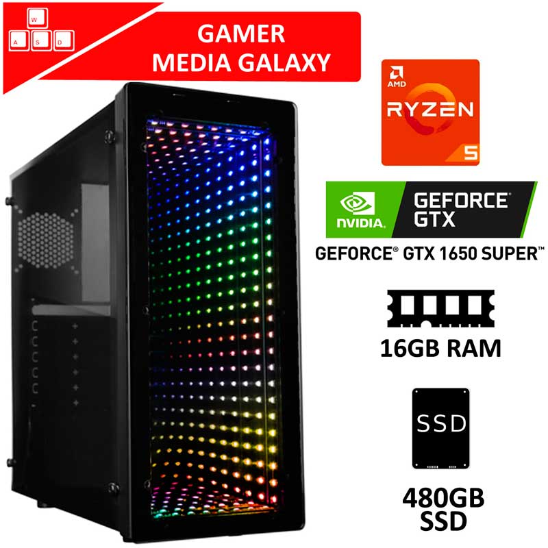 Xtreme Pc Gamer GeForce GTX 1650 SUPER Ryzen 5 16Gb SSD 480Gb Wifi RGB 