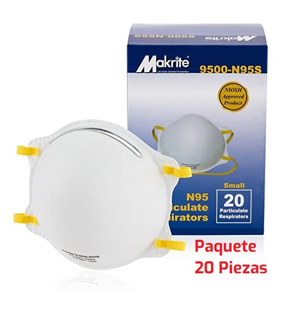 Mascarilla Cubrebocas Makrite N95 Tipo Concha Niosh Fda - Paquete 20 Piezas