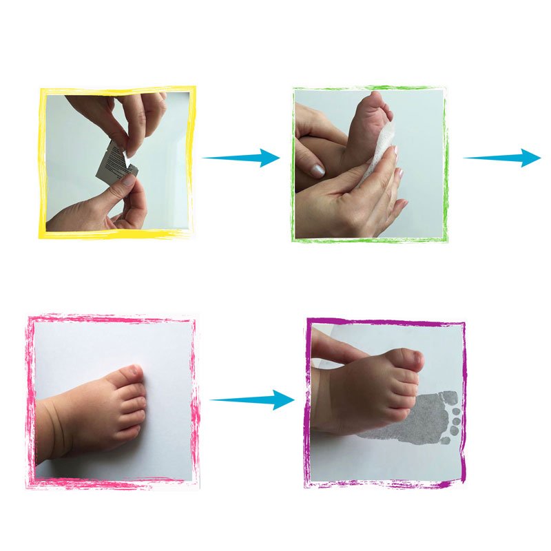 2D IMPRESIONES MÁGICAS Set de regalo bebé para hacer impresiones de manos o pies sin usar colores (baby girl)