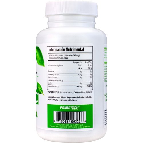 Vitamina C Primetech 300 tabs 300 mg c/u