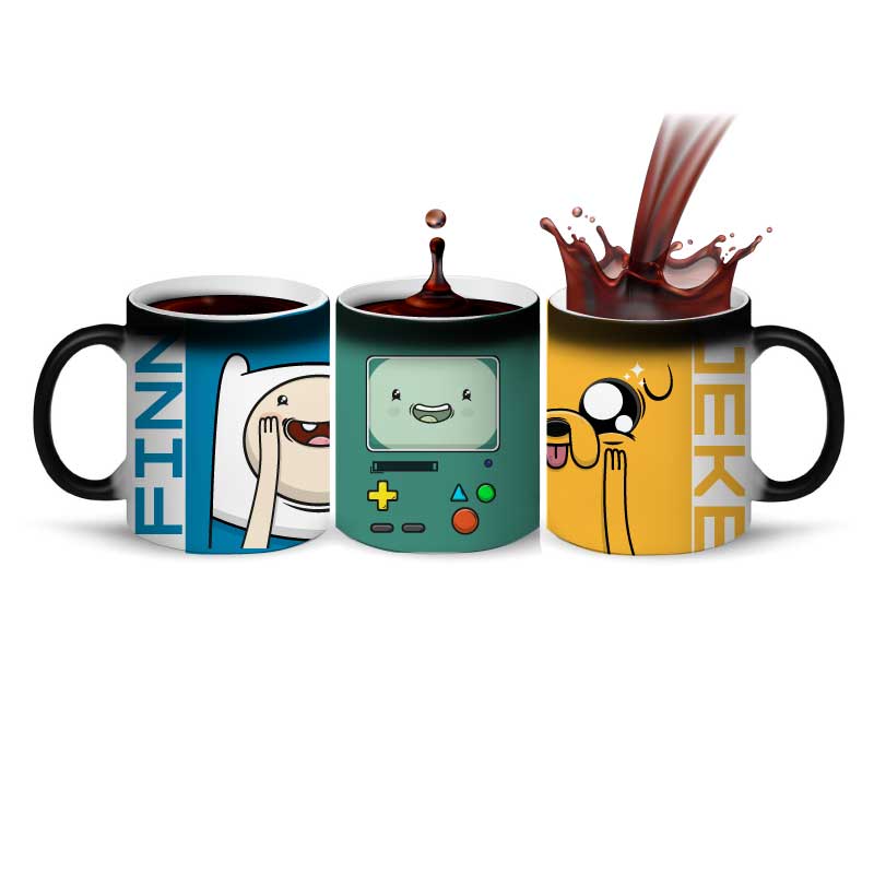 SET 3 TAZAS MAGICAS 11oz DISEÑO HORA DE AVENTURA HEROE SHOP