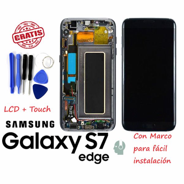 LCD Touch para Samsung Galaxy S7 Edge incluye marco (Componentes Unidos a la Pantalla) Reemplazo, Refacción Todos los Modelos