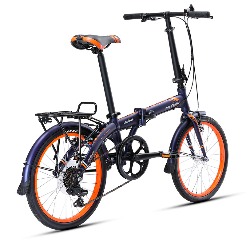 BICICLETA PLEGABLE ALUBIKE RODADA 20 7VELOCIDADES AZUL C/NARANJA