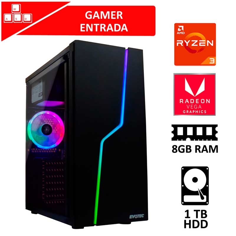 Xtreme Pc Gamer Radeon Vega 8 AMD Ryzen 3 8Gb 1Tb Monitor Wifi 