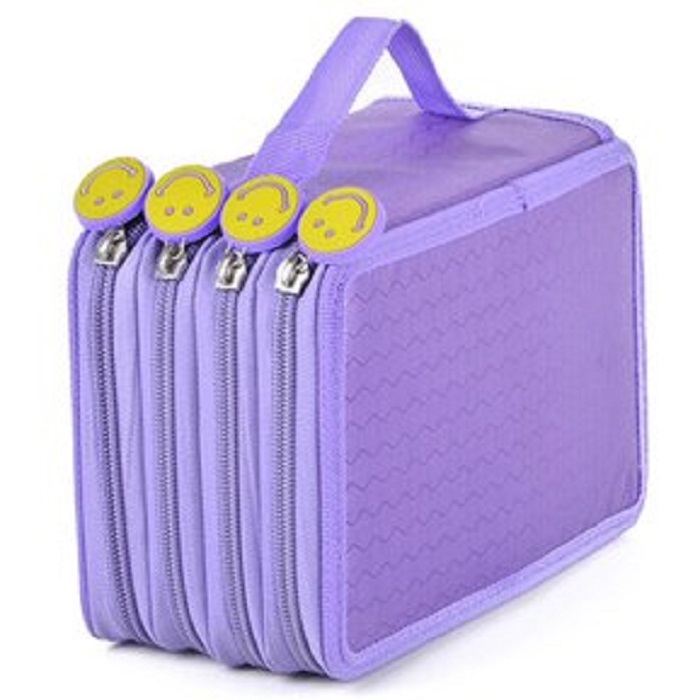 Lapicera Con Divisiones Cartucheras Organizador Estuche Para Lapices Juveniles Utiles Escolares Color Lila