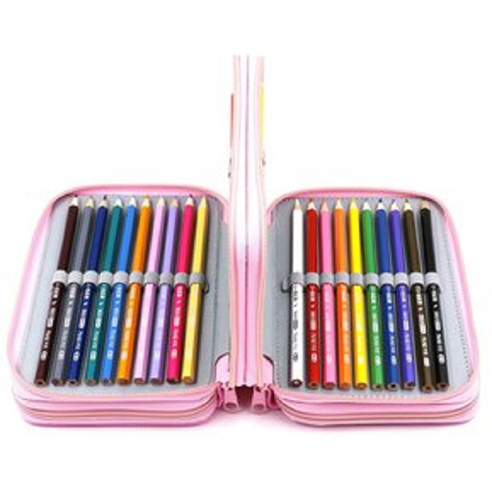 Lapicera Con Divisiones Cartucheras Organizador Estuche Para Lapices Juveniles Utiles Escolares Color Rosa