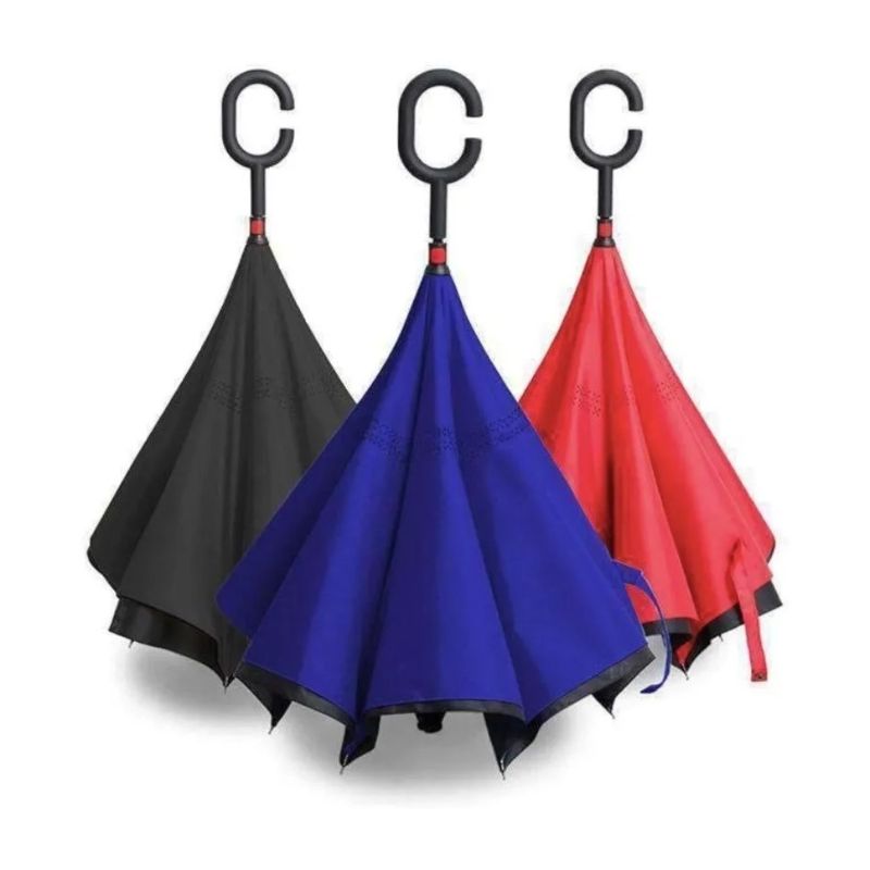 Paraguas Invertido Doble Capa Color Rojo Azul Amarillo Negro