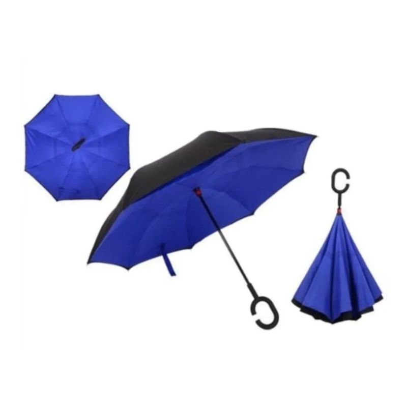 Paraguas Invertido Doble Capa Color Rojo Azul Amarillo Negro