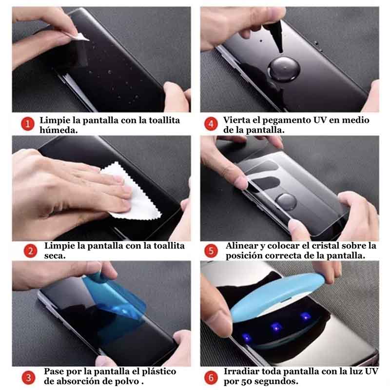 Mica Cristal Templado Uv Huawei Mate 20 Pro P20 Lg V30 40 