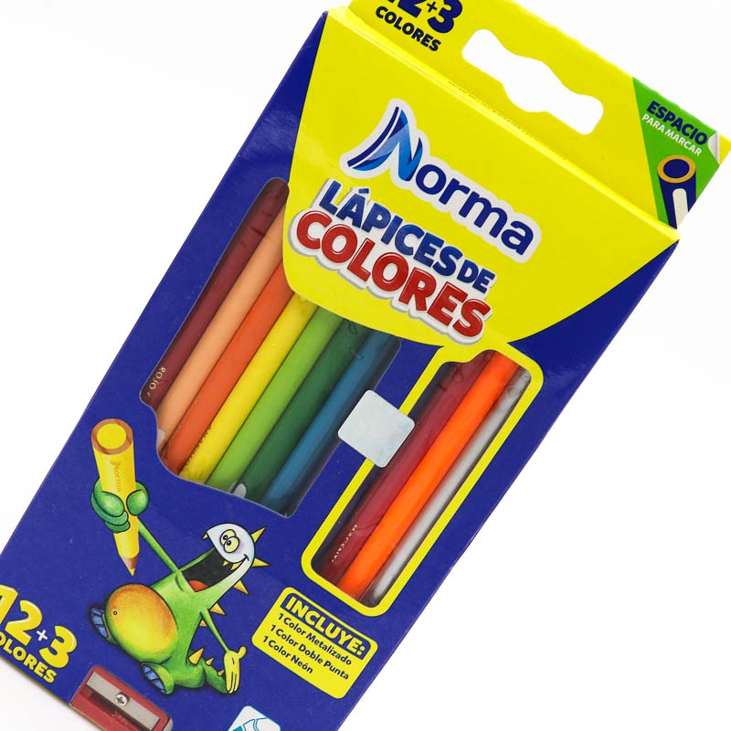 Lapices De Colores Norma Redondos 12+3 Pzas