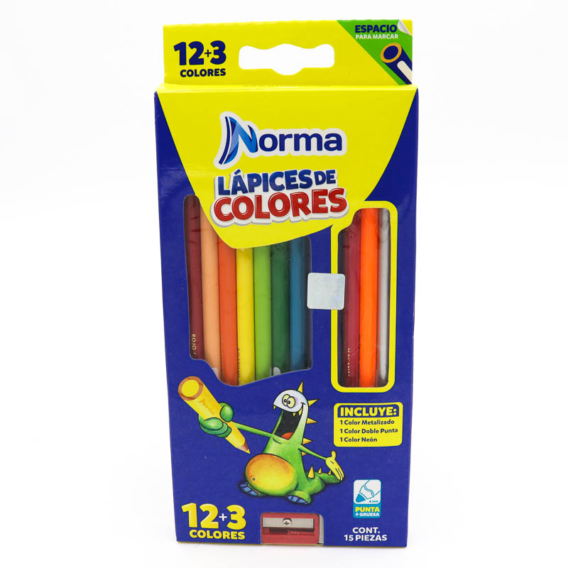 Lapices De Colores Norma Redondos 12+3 Pzas