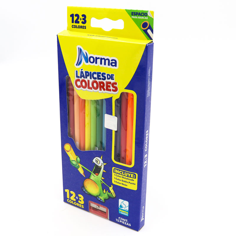 Lapices De Colores Norma Redondos 12+3 Pzas