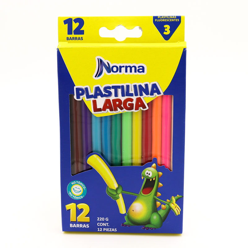 Plastilina Norma 12 Colores Barra Larga 220g