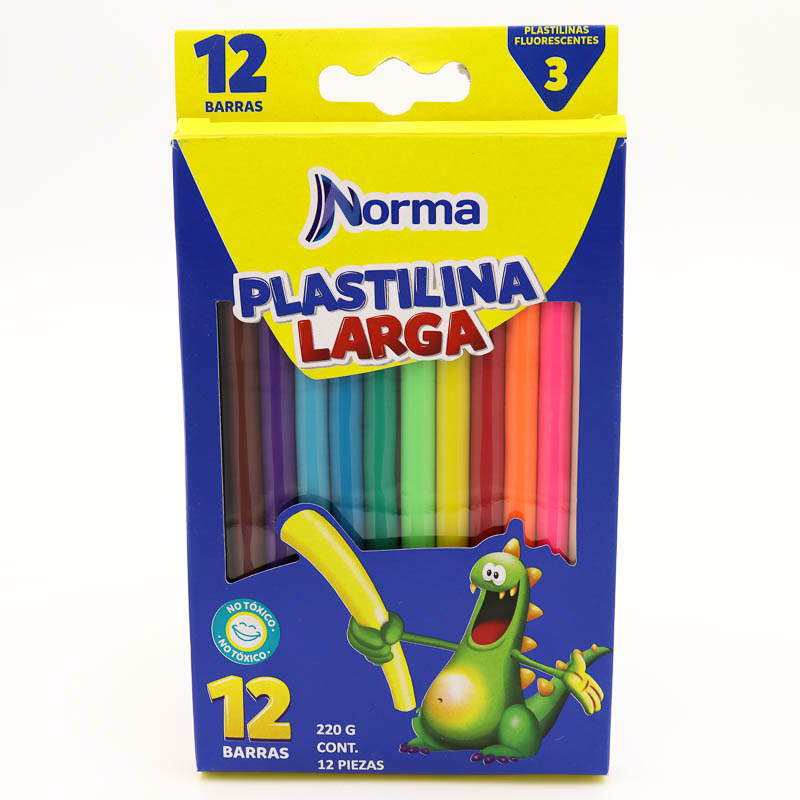 Plastilina Norma 12 Colores Barra Larga 220g