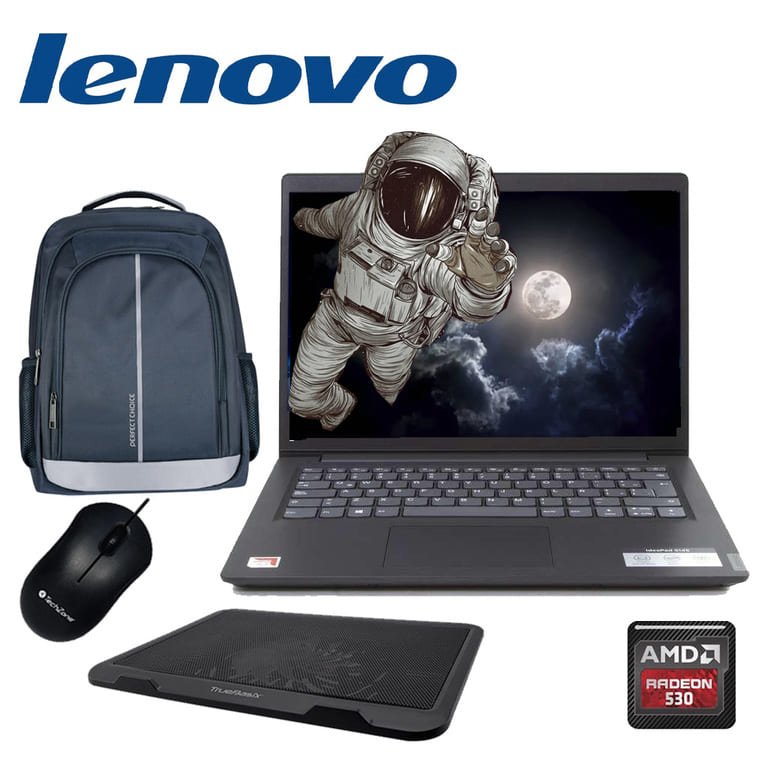 Laptop Lenovo s145-14ast a4-9125 500gb-4gb ddr4 14 - Negro + Mouse + Base + Mochila / 1 Año de garantía