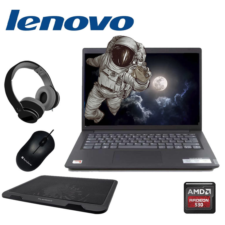 Laptop lenovo s145-14ast a4-9125 500gb-4gb 14" - Negro + Mouse + Base + Audífonos / 1 Año de garantía