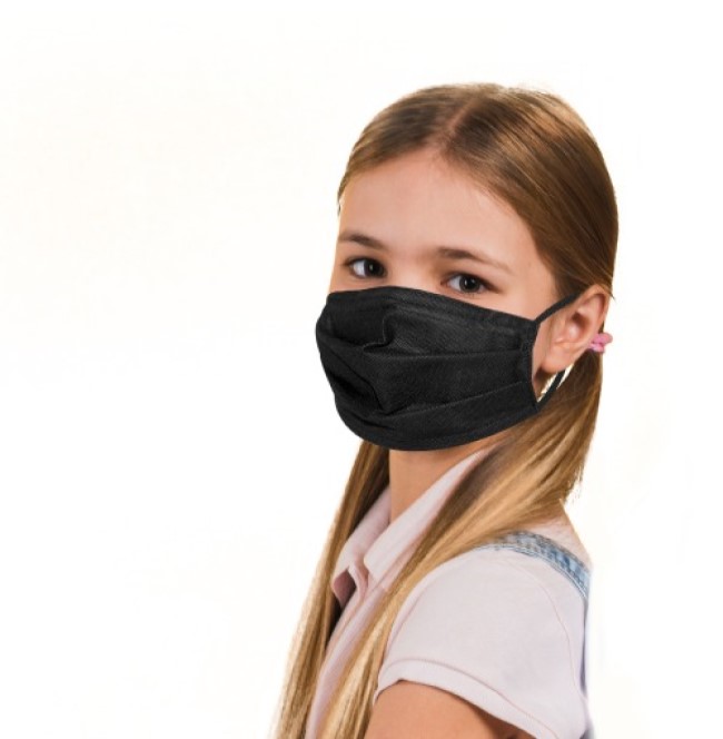 Cubrebocas Infantil De Polipropileno Reutilizable 2 Doble Capa Negro 4-Pack Infantil By Puentes Denver