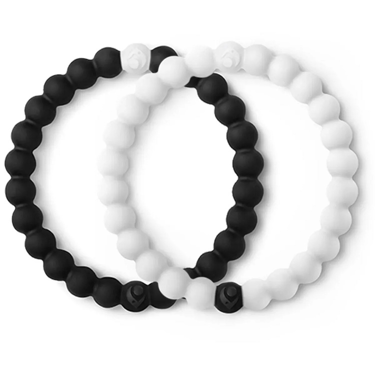 Pack Pareja Pulsera Lokai Brazalete Silicon Blanco y negro