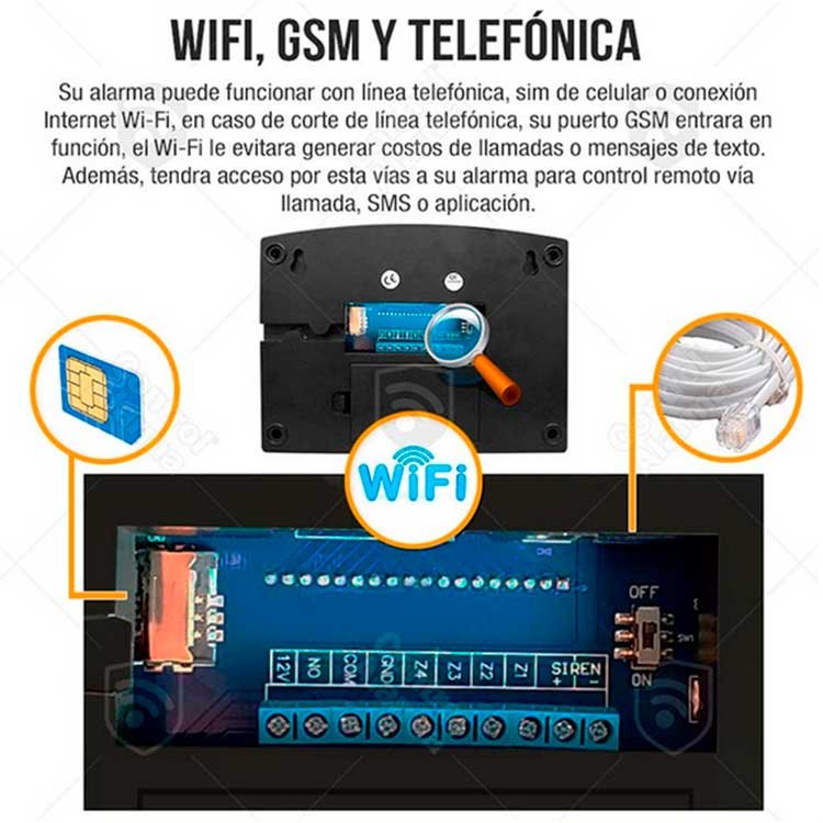 Wifi Kit 20 Alarma Triple Tecnologia GSM Cel Inalambrica Seguridad Casa Vecinal Negocio