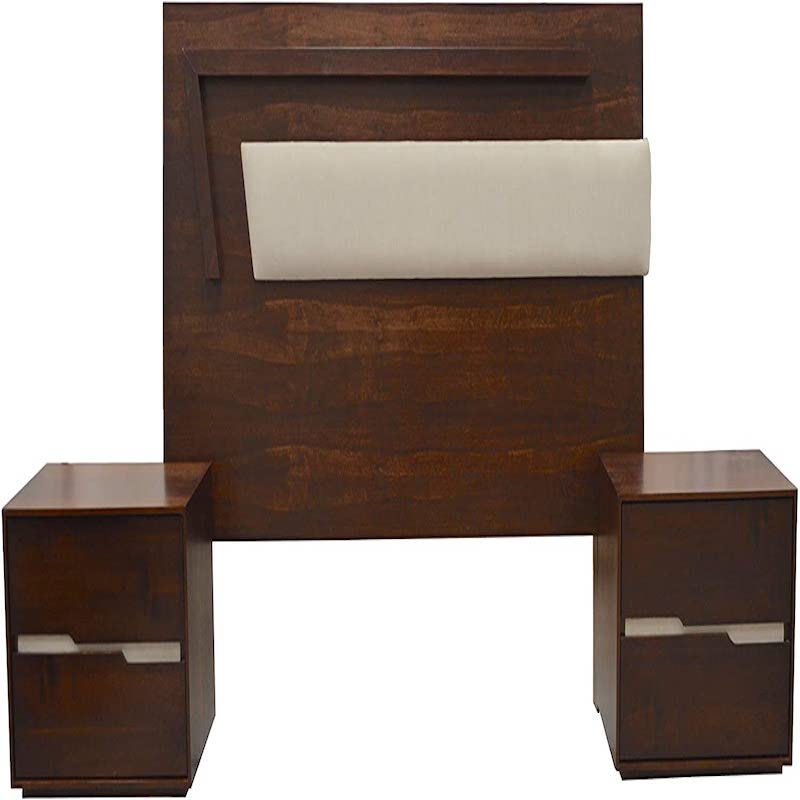 Set de Recamara Shangai - 5 Piezas, Chapa Nogal, Elegante, Moderna, Cabecera, Buro, Cajonera, Tocador espejo