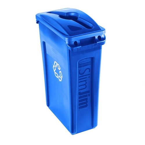 Tapa cerrada Slim Jim para estacion de reciclaje azul