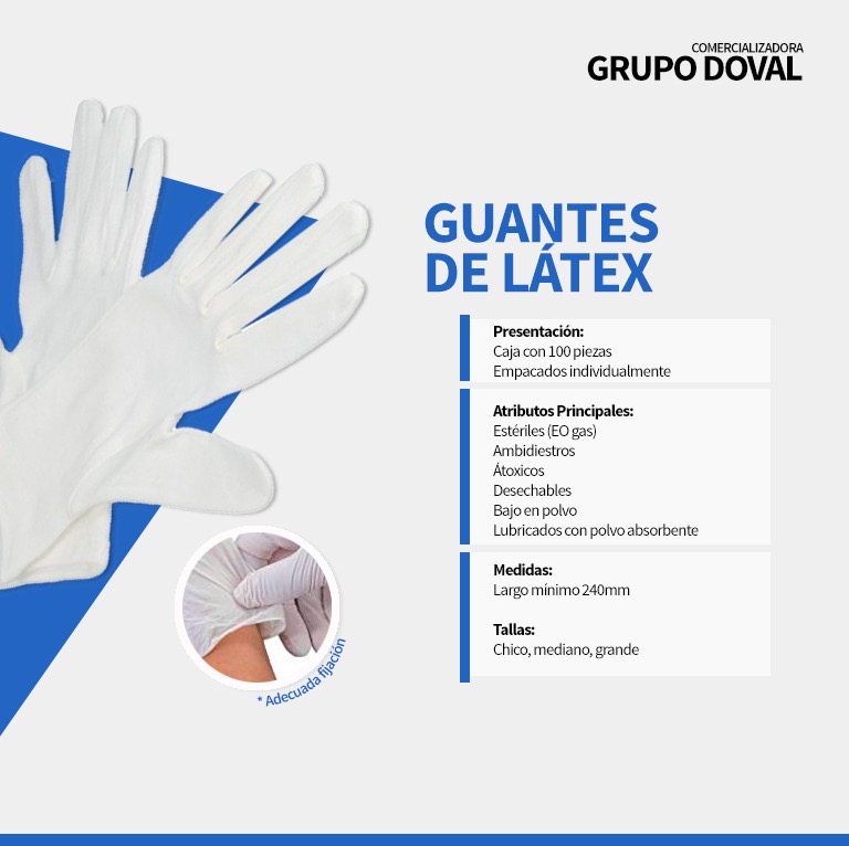 Guantes de látex estériles Talla Grande - Caja 100 pzas 