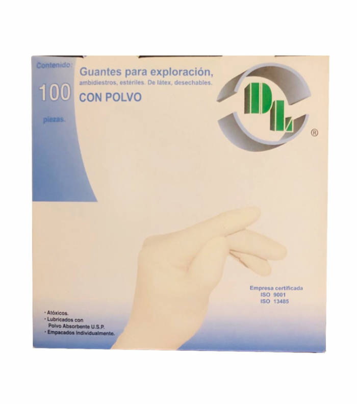 Guantes de látex estériles Talla Grande - Caja 100 pzas 