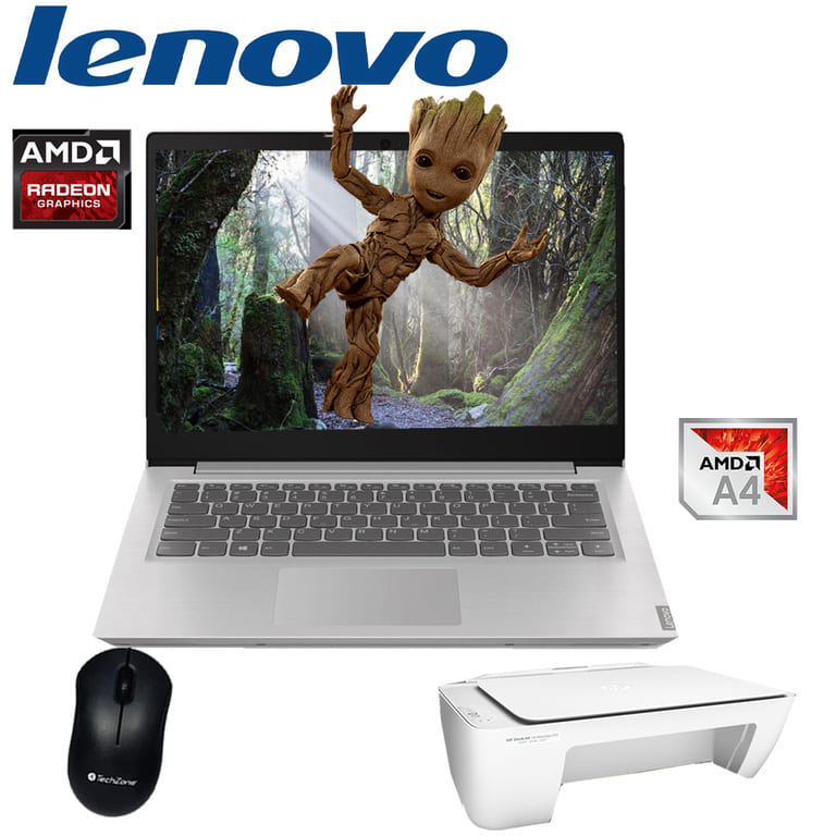 Laptop Lenovo S145-14Ast Amd A4-9125 1Tb Dd 8Gb Ram + Impresora +Mouse / 1 Año De Garantía
