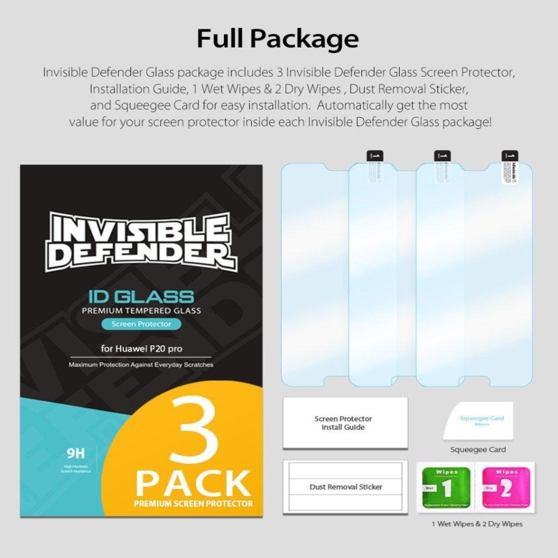 Mica ID Glass 0.33mm (3pack) Transparente Huawei P20 Pro Ringke