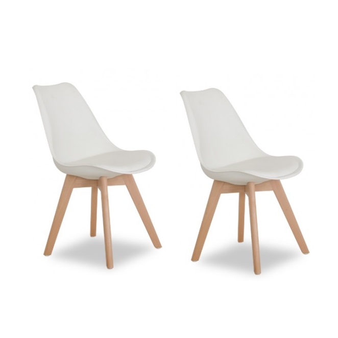 2 Sillas eames Cross Wood con cojin en asiento y patas madera