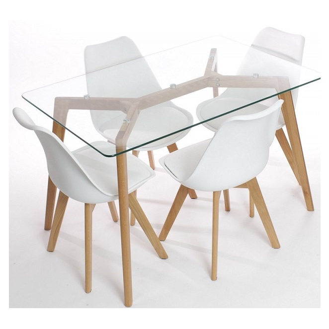 2 Sillas eames Cross Wood con cojin en asiento y patas madera