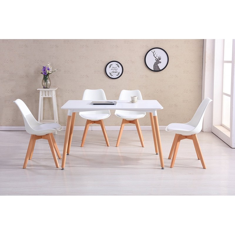 2 Sillas eames Cross Wood con cojin en asiento y patas madera