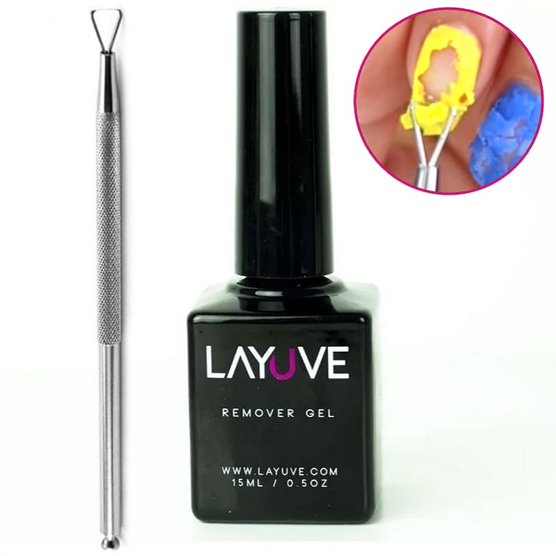 Removedor de gelish - Kit Layuve Remover Gel + Raspador Metalico