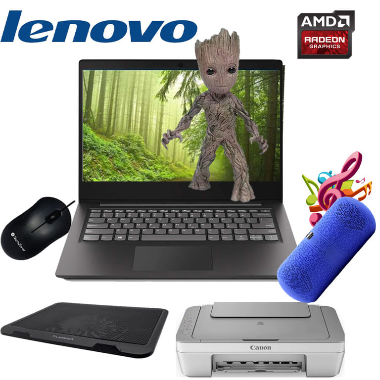 Laptop Lenovo s145-14ast a4-9125 500gb-4gb - Negro +Bocina + Base + Mouse + Impresora / 1 Año de garantía