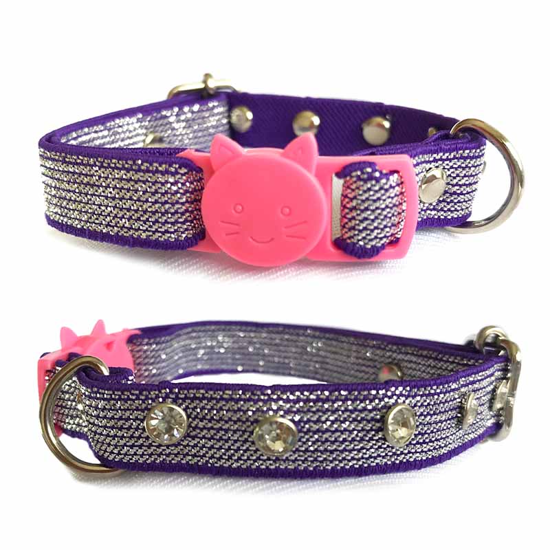 Collar Para Gata Con Incrustraciones Tipo Brillantes Y Broche Tipo Breakaway