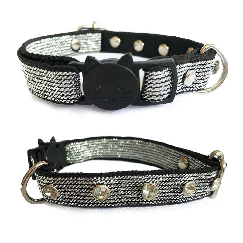 Collar Para Gato Con Incrustraciones Tipo Brillantes Y Broche Breakaway