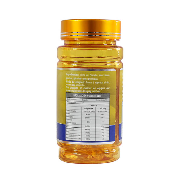 Omega 3 EPA y DHA, Aceite de Pescado con  sabor limon y Vitamina D Maklen