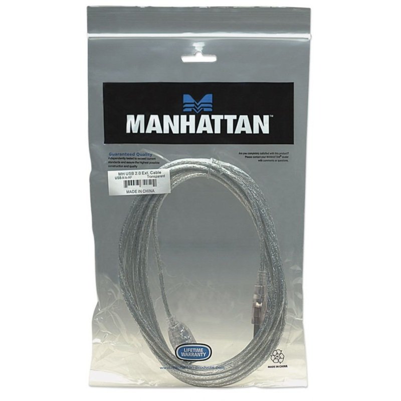 CABLE MANHATTAN USB V2.0 EXTENSION 3.0M PLATA  340496