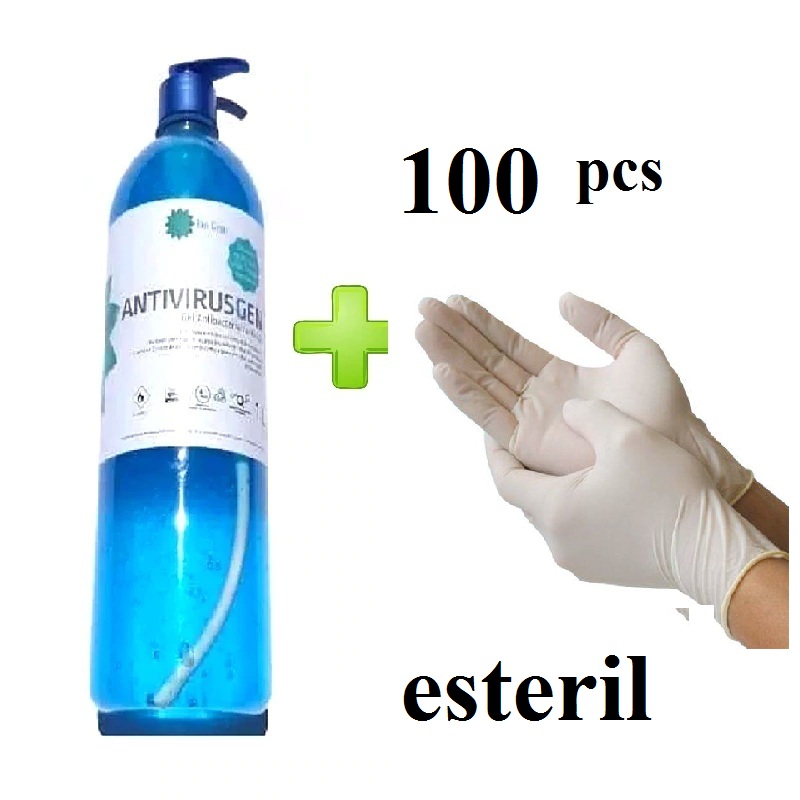 guantes esteril 100 pcs + gel antibacterial 