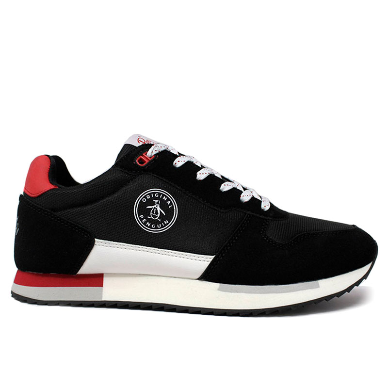 Tenis Original Penguin Para Hombre Bill Negro Con Rojo