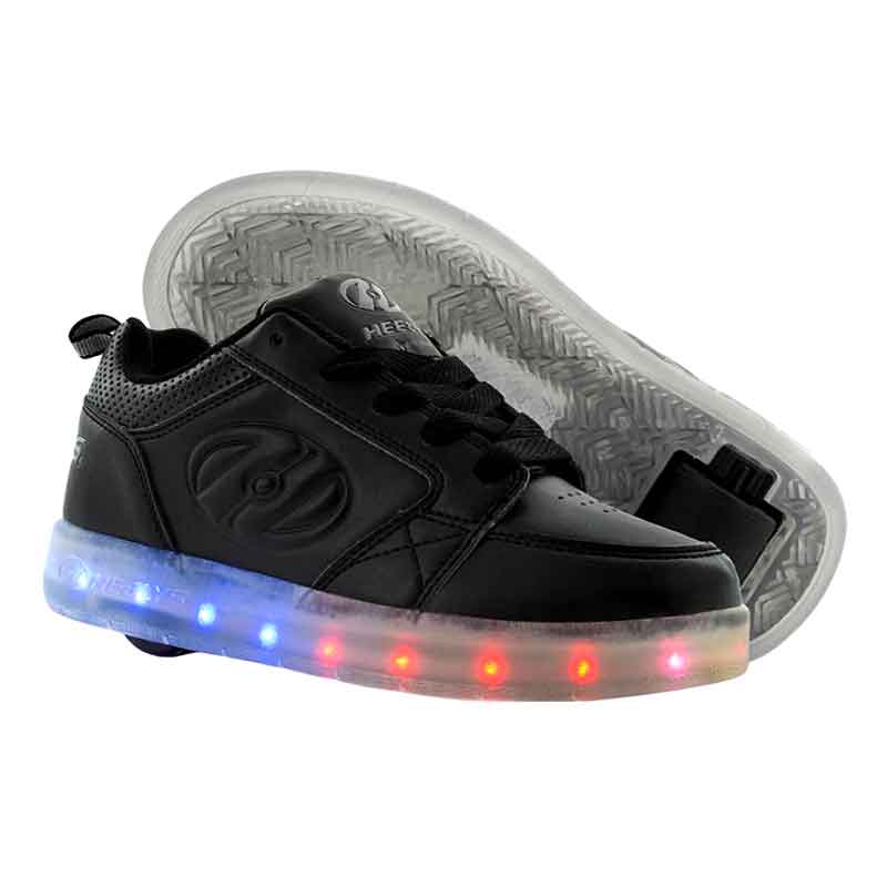 Tenis Patin Para Nino Heelys Color Negro Luz Led Con Una Rueda Desmontable